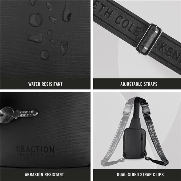 Black Tech Crossbody Bag Men Lightweight Durable Tablet Travel Shoulder Bag - Picture 5 of 7